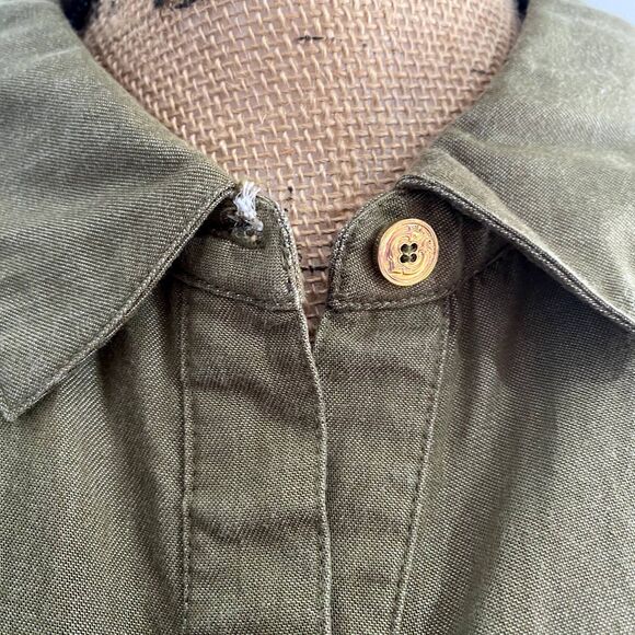 C Wonder Carrie Button Down Camp Shirt Olive Green Lyocell Plus Size 18W - Picture 3 of 6